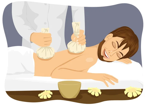 Thai herbal grötomslag massage — Stock vektor