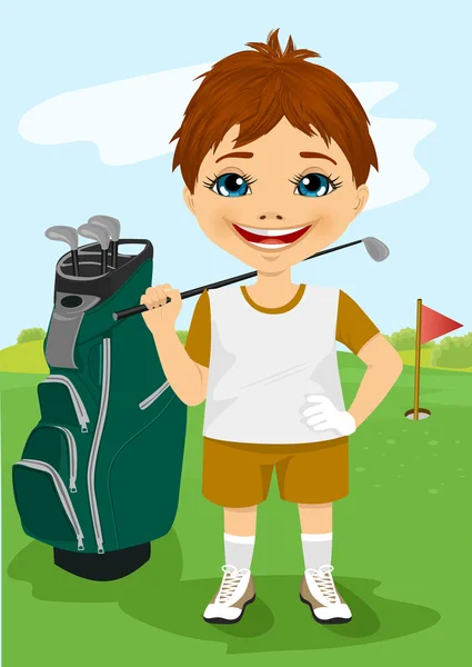 Niño pequeño con un palo de golf — Archivo Imágenes Vectoriales