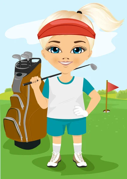 Niña con un palo de golf — Archivo Imágenes Vectoriales