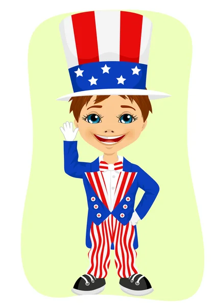 Young boy dressed up like Uncle Sam — Stock Vector
