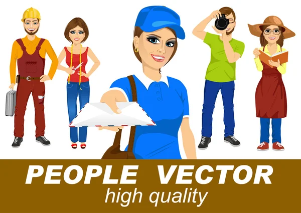 Vector de personas con varios caracteres — Vector de stock