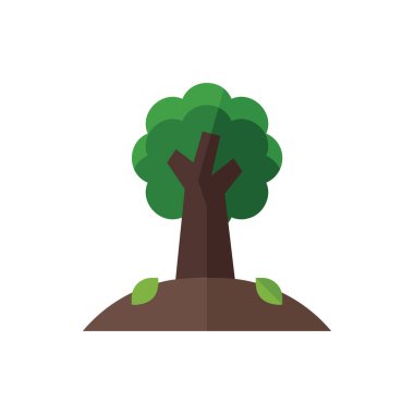 Büyük Ağaç, Orman Düz Simgesi Logo Çizim Vektörü izole edildi. Bahar ve Simge Seti. Web Tasarımı, Logo, Uygulama ve UI için Uygun.