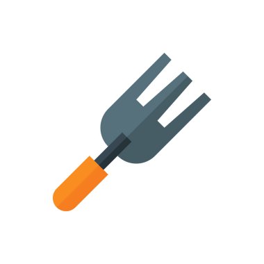 Tırmık, Bahçe Aletleri Düz Simge Logosu Çizim Vektörü izole edildi. Bahar ve Simge Seti. Web Tasarımı, Logo, Uygulama ve UI için Uygun.