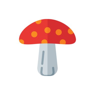 Mantar, Mantar Düz Simge Logosu İllüstrasyon Vektörü izole edildi. Bahar ve Simge Seti. Web Tasarımı, Logo, Uygulama ve UI için Uygun.