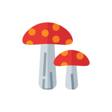 Mantar, Mantar Düz Simge Logosu İllüstrasyon Vektörü izole edildi. Bahar ve Simge Seti. Web Tasarımı, Logo, Uygulama ve UI için Uygun.