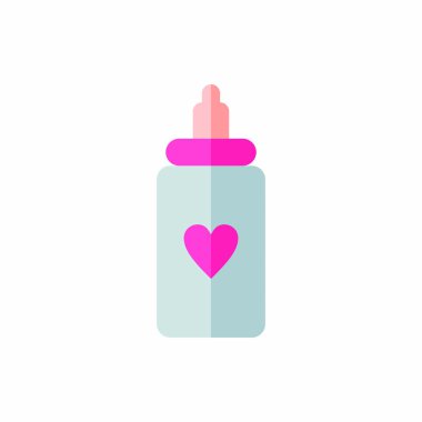 Bebek Sütü Şişesi Düz Simge İllüstrasyon Vektörü izole edildi. Anneler Günü İkon Seti kutlu olsun. Web Tasarımı, Logo, Uygulama ve İşinizi Geliştirmek İçin Uygun.