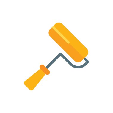 Boya Fırçası, Boya Pateni Düz Simge Logosu Çizim Vektörü izole edildi. İşçi Bayramı, Mayıs, Endüstri ve İnşaat Simgesi. Web Tasarımı, Logo, Uygulama ve İşinizi Geliştirmek İçin Uygun.