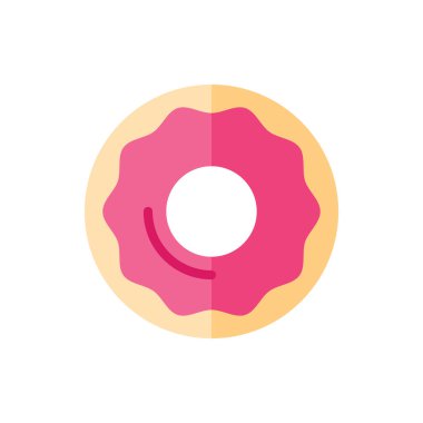 Donut, Donut Düz Simge Logosu İllüstrasyon Vektörü izole edildi. Fast Food ve Restoran Simgesi. Web Tasarımı, Logo, Uygulama ve İşinizi Geliştirmek İçin Uygun.