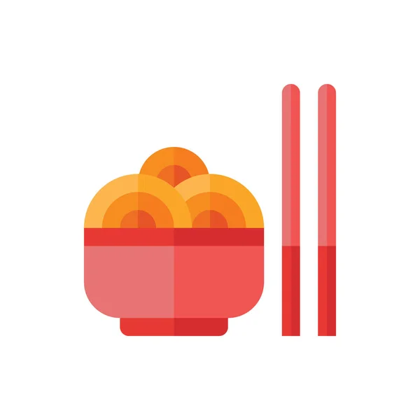 Ramen Noodle Udon Miso Flat Icon Logo Illustrazione Vettore Isolato — Vettoriale Stock