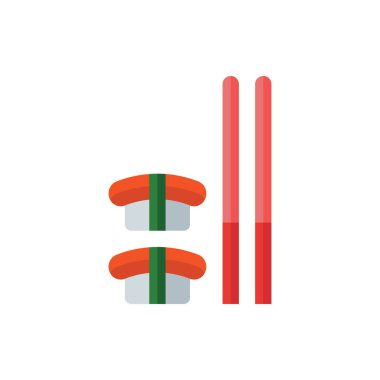 Suşi Yuvarlanan Düz Simge Logosu Çizim Vektörü izole edildi. Japon Gıda ve Restoran Simgesi. Web Tasarımı, Logo, Uygulama ve İşinizi Geliştirmek İçin Uygun.