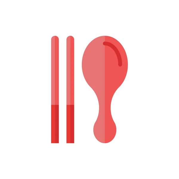 Chopstick ve Rice Spoon Düz Simge Logosu Çizim Vektörü izole edildi. Japon Gıda ve Restoran Simgesi. Web Tasarımı, Logo, Uygulama ve İşinizi Geliştirmek İçin Uygun.