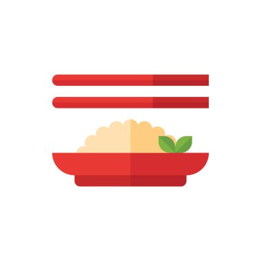 Çin Kızarmış Pirinç Düz Simgesi Logo İllüstrasyon Vektörü izole edildi. Çin Gıda ve Restoran Simgesi. Web Tasarımı, Logo, Uygulama ve İşinizi Geliştirmek İçin Uygun.