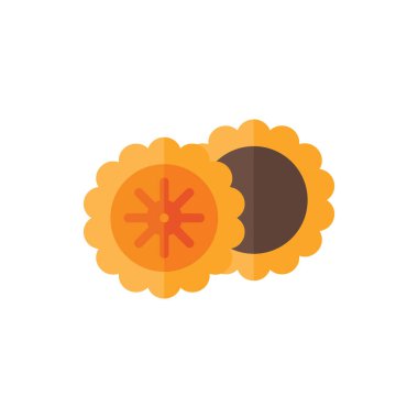 Ay Keki Düz Simgesi Logo İllüstrasyon Vektörü izole edildi. Çin Gıda ve Restoran Simgesi. Web Tasarımı, Logo, Uygulama ve İşinizi Geliştirmek İçin Uygun.