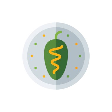 Poblano Düz Simge Logosu Çizim Vektörü izole edildi. Meksika Gıda ve Restoran Simgesi. Web Tasarımı, Logo, Uygulama ve İşinizi Geliştirmek İçin Uygun.