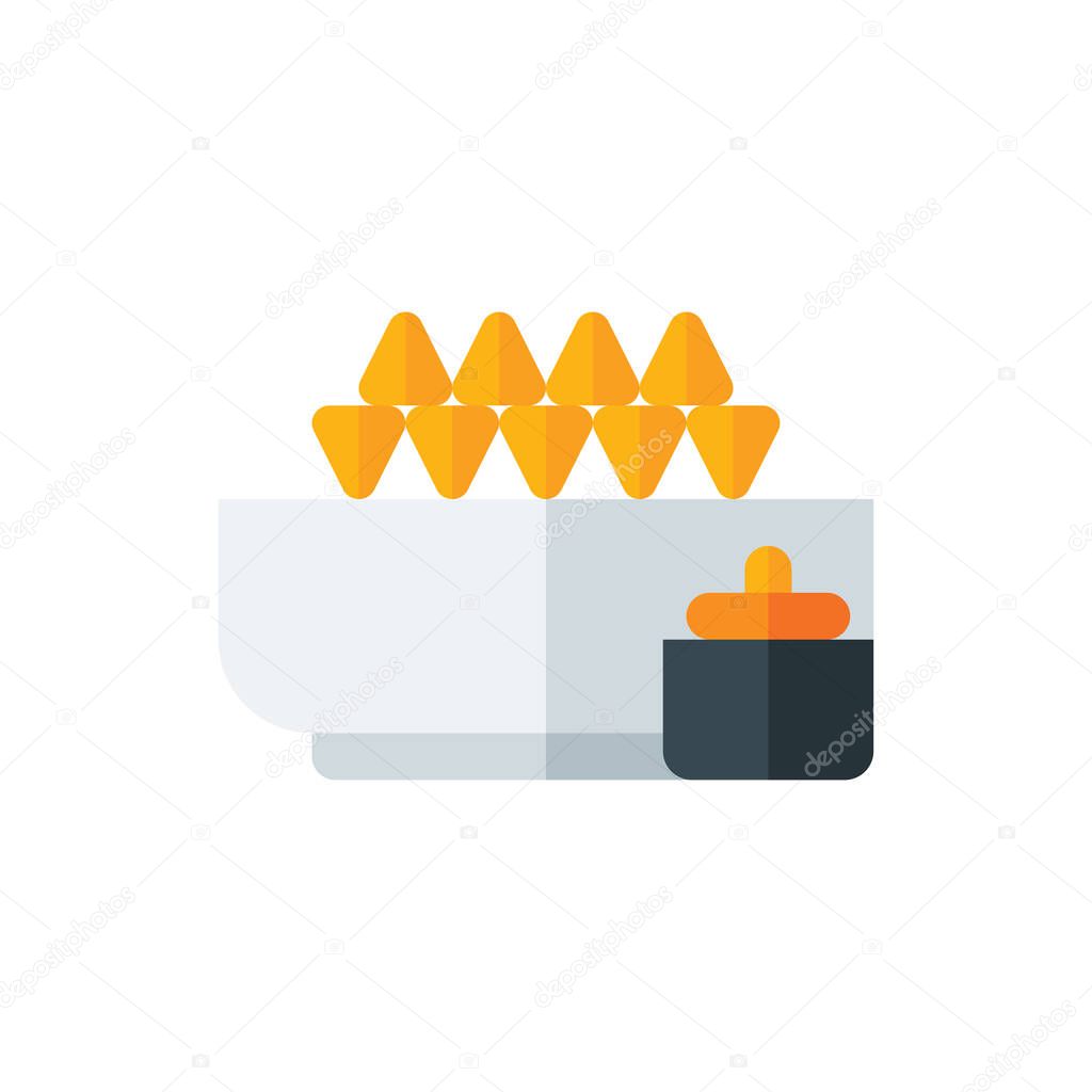 Chips, Nachos Flat Icon Logo Illustration Vector Isolated. Mexican Food and Restaurant Icon-Set. Suitable for Web Design, Logo, App, and Upscale Your Business.