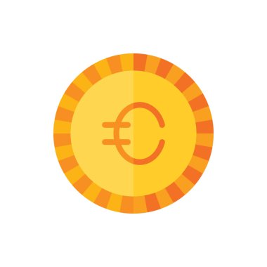 Avrupa Euro, Para, Bozuk Para Düz Simge İllüstrasyon Vektörü İzole Edildi. Finans ve Para Birimi Simgesi Ayarları. Web Tasarımı, Logo, Uygulama ve İşinizi Geliştirmek İçin Uygun.