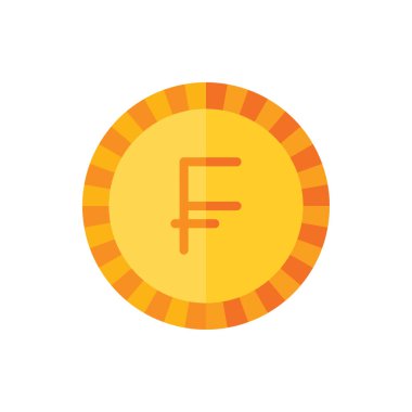 İsviçre Frangı, Para, madeni para düz simge logosu resimleme vektörü izole edildi. Finans ve Para Birimi Simgesi Ayarları. Web Tasarımı, Logo, Uygulama ve İşinizi Geliştirmek İçin Uygun.