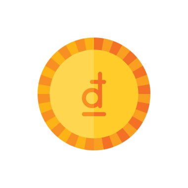 Vietnamlı Dong, Para, Sikke Düz Simge Logosu Çizim Vektörü izole edildi. Finans ve Para Birimi Simgesi Ayarları. Web Tasarımı, Logo, Uygulama ve İşinizi Geliştirmek İçin Uygun.