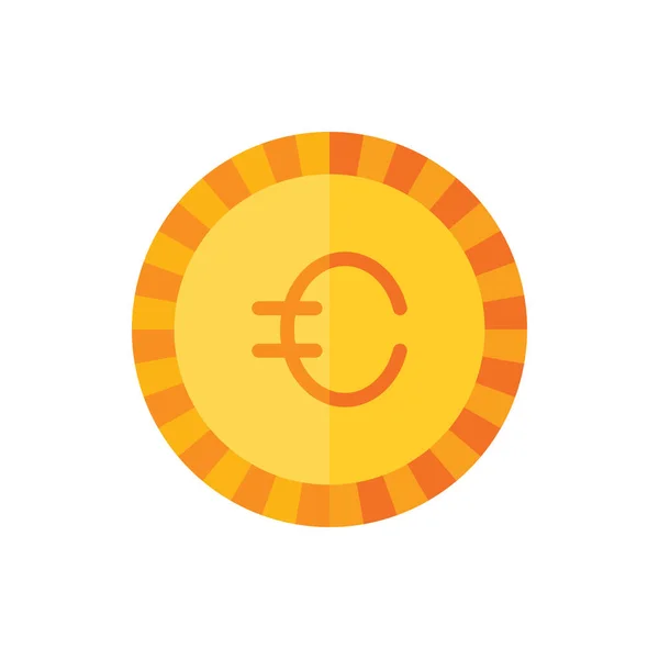 Europa Euro Soldi Moneta Icona Piatta Logo Illustrazione Vettore Isolato Illustrazione Stock