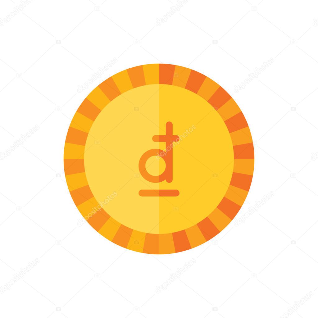 Vietnamese Dong, Money, Coin Flat Icon Logo Illustration Vector Isolated. Finance and Currency Icon-Set. Suitable for Web Design, Logo, App, and Upscale Your Business.