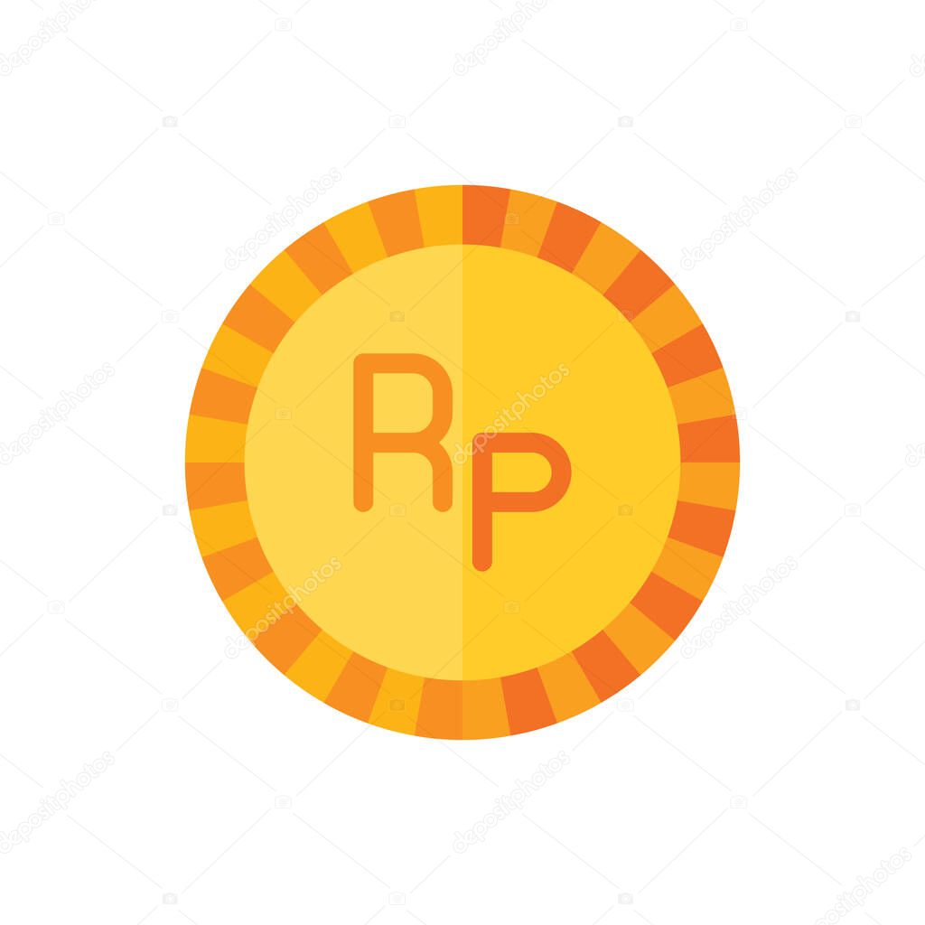 Indonesian Rupiah, Money, Coin Flat Icon Logo Illustration Vector Isolated. Finance and Currency Icon-Set. Suitable for Web Design, Logo, App, and Upscale Your Business.