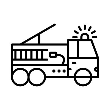 İtfaiye Aracı Vektör Hattı Simge Tasarımı