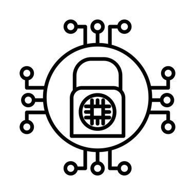 Siber Güvenlik Vektör Satır Simgesi Tasarımı