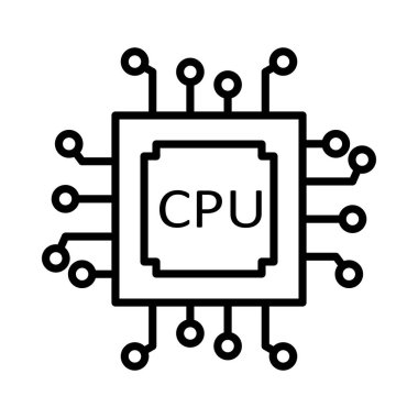 İşlemci Vektör Satır Simgesi Tasarımı