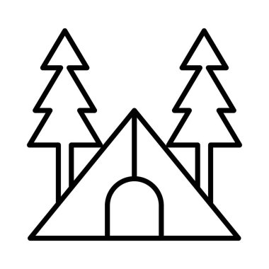 Kamp Vektör Satırı Simge Tasarımı