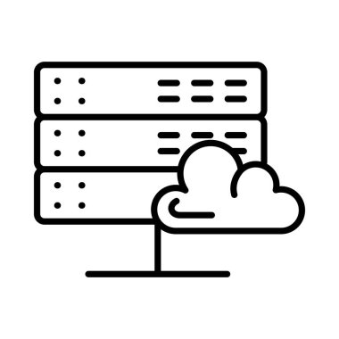 Bulut Sunucusu Vektör Satırı Simge Tasarımı