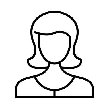 Kız Avatar Vektör Satır Simgesi Tasarımı