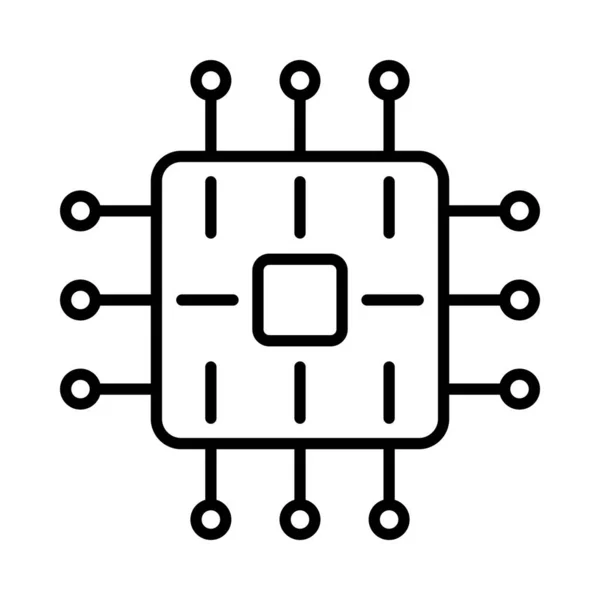 Microchip Vectorlijn Icon Desig — Stockvector