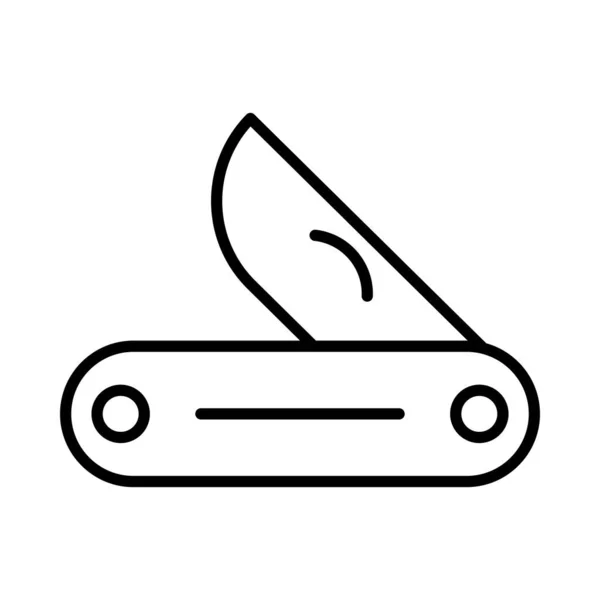 Coltello Tascabile Vector Line Icon Desig — Vettoriale Stock
