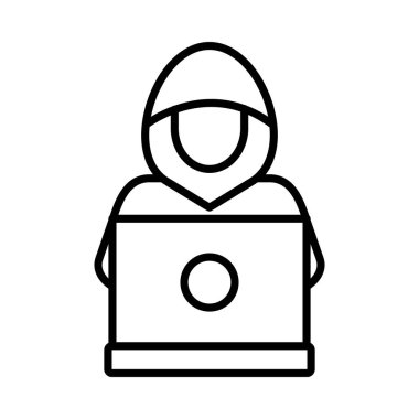  Siber Saldırı Vektör Satır Simgesi Tasarımı