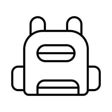 Okul Çantası Vektör Satırı Simge Tasarımı