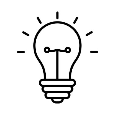Fikir Ampul Vektör Satırı Simgesi Tasarımı