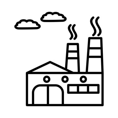 Fabrika Vektör Satırı Simge Tasarımı