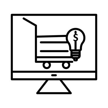 Çevrimiçi Fikir Satışları Vektör Satırı Simgesi Tasarımı