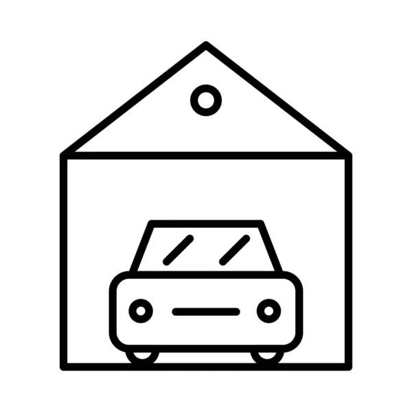 Garage Vector Line Icon Desig — Stock Vector
