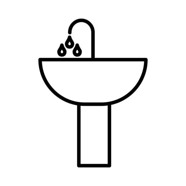 Washbasin Vector Line Icon Desig — Stock Vector