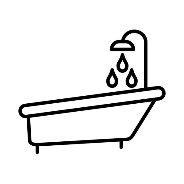 Bathtub Vector Line Icon Desig — Stock Vector