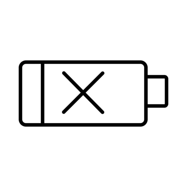 Empty Battery Vector Line Icon Desig — Stock Vector