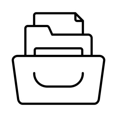 Çekmece Vektör Satırı Simge Tasarımı