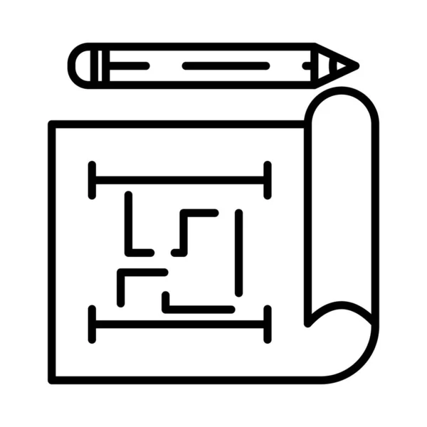 Icône Ligne Vectorielle Blueprint Desig — Image vectorielle