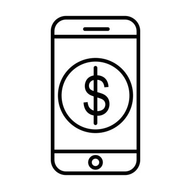 Mobil Cüzdan Vektör Satır Simgesi Tasarımı