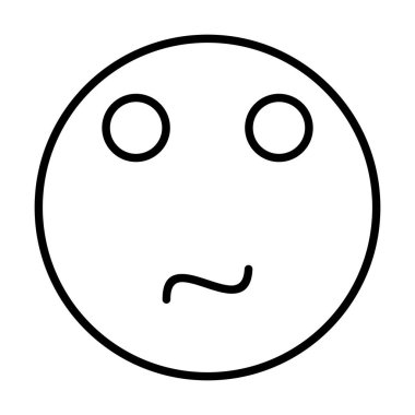 Kararsız Gülen Yüz Vektör Satır Simgesi Tasarımı