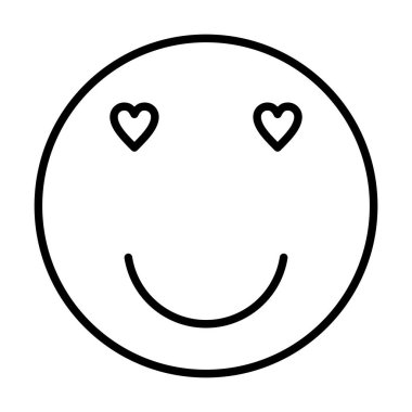 Kalp Gözü Gülen Yüz Vektör Satırı Simge Tasarımı