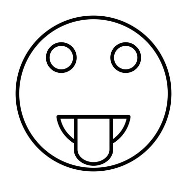 Sıkıştı Tounge Smiley Vektör Satır Simgesi Tasarımı
