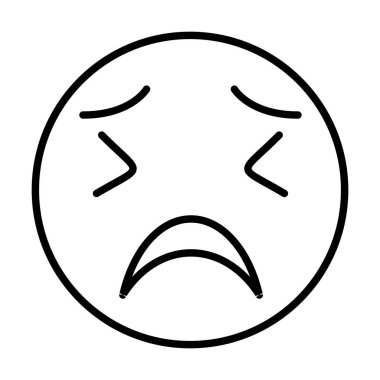 Yorgun Gülen Yüz Vektör Satır Simgesi Tasarımı