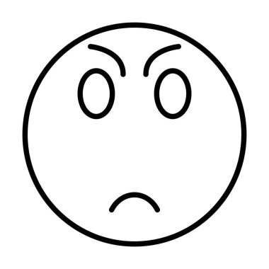 Kızgın Gülen Yüz Vektör Satır Simgesi Tasarımı